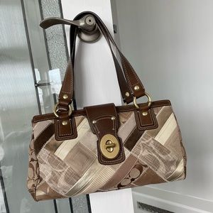 Coach canvas patchwork turn-lock arm/shoulder bag